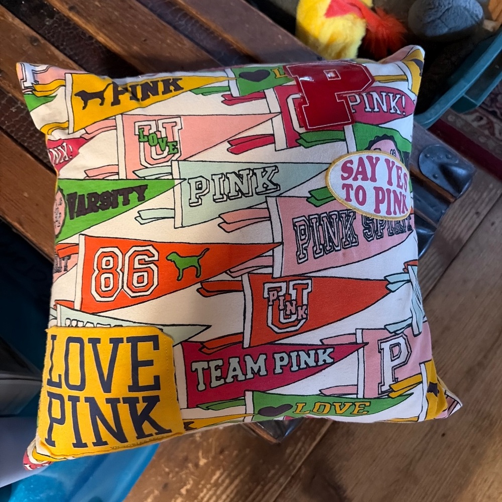 Vs pink vintage pillow